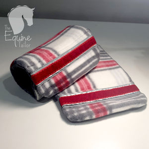 Stirrup Bumpers- Grey/ Red and white Plaid - Standard iron size -  Ready to post