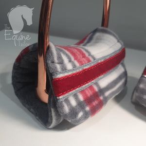 Stirrup Bumpers- Grey/ Red and white Plaid - Standard iron size -  Ready to post