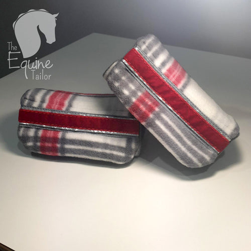 Stirrup Bumpers- Grey/ Red and white Plaid - Standard iron size -  Ready to post