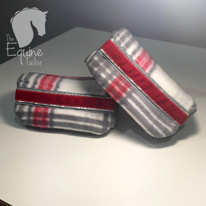 Stirrup Bumpers- Grey/ Red and white Plaid - Standard iron size -  Ready to post