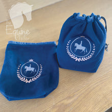 Stirrup covers - Standard size -  Navy with embroidered emblem in grey and rose gold
