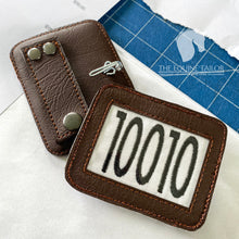 Embroidered Bridle numbers with vinyl faux leather texture border for Bridle with clear window - 1 pair
