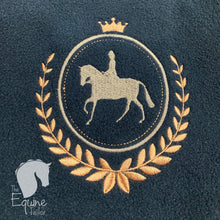Stirrup covers - Standard size -  Navy with embroidered emblem in grey and rose gold