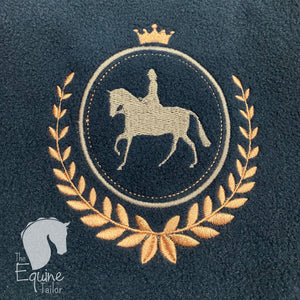 Stirrup covers - Standard size -  Navy with embroidered emblem in grey and rose gold