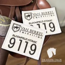 Embroidered Bridle numbers with your Logo, Horses name and number for saddle pad - pair