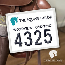 Embroidered Bridle numbers with your Logo, Horses name and number for saddle pad - pair