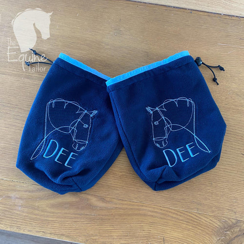 Personalized Embroidered Stirrup Covers - Horse and name.