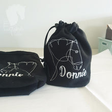 Personalized Embroidered Stirrup Covers - Horse and name.