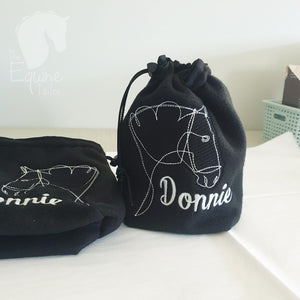 Personalized Embroidered Stirrup Covers - Horse and name.