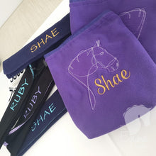 Personalized Embroidered Stirrup Covers - Horse and name.