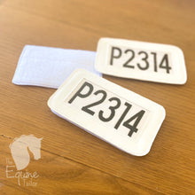 Embroidered Bridle numbers with vinyl border for Saddle pad with clear window - 1 pair with velcro - Available in Brown, Black and White