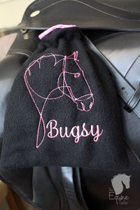 Personalized Embroidered Stirrup Covers - Horse and name.