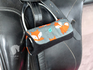 Stirrup Bumpers - Ready to post- Black with Fox contrast fabric.
