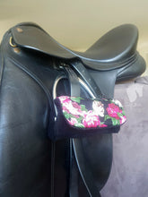 Stirrup Bumpers - Fushia and black floral fabric with black polar fleece
