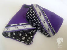 Stirrup Bumpers - Purple with Black and white dot contrast and silver/ purple horse trim