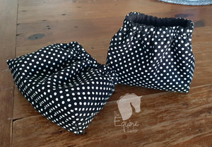 Stirrup Sockettes - 1 pair - Black and white dot/ black inner fleece